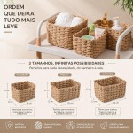 Kit 3 Cestos Organizadores Decorativos em Corda Natural Trançada Cestos Multiuso para Quarto Sala Banheiro e Decoração - Imagem 3