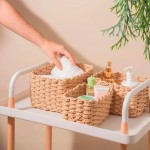 Kit 3 Cestos Organizadores Decorativos em Corda Natural Trançada Cestos Multiuso para Quarto Sala Banheiro e Decoração - Imagem 4