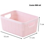 Kit 3 Cestos Organizadores Multiuso Rattan Home Organizer P-M-G Cor: Rosa - Imagem 3