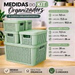 Kit 5 Caixas Organizadoras com Tampa Plástico Resistente Multiuso Armário Cozinha Lavanderia (BEGE) - Imagem 4