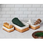 Cestos Organizadores de Bambu Kit 3 Unidades com Forro Interno – Jogo Multiuso Natural para Banheiro, Armário, Lavanderia e Organização de Pia, Elegante e Decorativo Premium - Imagem 4