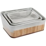 Cestos Organizadores de Bambu Kit 3 Unidades com Forro Interno – Jogo Multiuso Natural para Banheiro, Armário, Lavanderia e Organização de Pia, Elegante e Decorativo Premium - Imagem 7