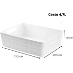 6 Cestos Organizadores Multiuso Decorativo Rattan Home Organizer 2P-2M-2G Cor: Branco - Imagem 5