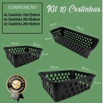 Kit 10 Cesto Cestinha P/M/G Organizador P/Gaveta Cozinha Escritório Armário Lavanderia (Branco) - Imagem 5
