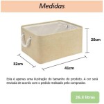 01 Caixa Cesto Organizador De Tecido Linho Dobrável 41x32x20cm (Rosa) - Imagem 3
