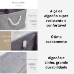 01 Caixa Cesto Organizador De Tecido Linho Dobrável 41x32x20cm (Rosa) - Imagem 5