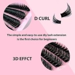 Cachos de cílios fofos, 60D+80D+100D+120D Cílios individuais, D Curl Extensões de cílios grossos, cílios finos de 9-18 mm, contêm escova de cílios e pinça - Imagem 4