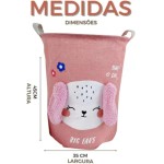 Cesto Organizador Dobrável Multiuso com Alças, Design Infantil Big Ears, Armazenamento de Roupa Suja e Brinquedos. (ROSA CACHORRO) - Imagem 6