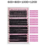 Aglomerados de cílios de grande capacidade, cílios individuais 60D+80D+100D+120D, extensões de cílios em forma de cachos grossos, cílios finos de 9-18 mm, contêm escova de cílios e pinça - Imagem 3