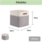 Genérico Cesto Organizador Tecido Linho Dobrável 33x33x33 Cinza - Imagem 7