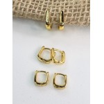 Brinco Trio 3 Pares Argolas Banhado a Ouro 18k - Imagem 2