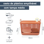 Oikos - Cesto Organizador 15L Telado Terracota com Tampa e Alças - Imagem 3