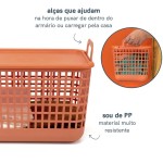 Oikos - Cesto Organizador 15L Telado Terracota com Tampa e Alças - Imagem 5
