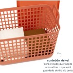 Oikos - Cesto Organizador 15L Telado Terracota com Tampa e Alças - Imagem 6