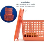 Oikos - Cesto Organizador 15L Telado Terracota com Tampa e Alças - Imagem 7
