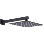 Chuveiro Ducha 20x20 Inox Preto Fosco Suporte Parede Quadrado Luxo Banheira Area Externa Piscina Banheiro - Imagem 7