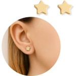 Brinco Petit Estrela Lisa Cor:Dourado - Imagem 9