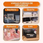 Kit 4 Cesto Organizador Plástico 5,2L Design Juta Multiuso Cozinha Banheiro Lavanderia Resistente Compacto Decorativo (Branco) - Imagem 4