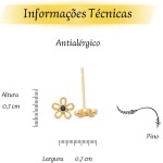Brinco Trio Flores Kit 3 Pares Semi Joias Banhado Ouro 18k - Imagem 3