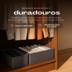 Caixa Cesto Organizador 6 Divisorias Cinza Armazenamento 30x15x10 Dobrável -Ideal Para Roupas Intimas, Gravatas, Meias, Roupas Bebes, Camisetas, Objetos Pequenos, Acessórios (1) - Imagem 3
