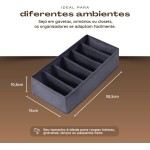 Caixa Cesto Organizador 6 Divisorias Cinza Armazenamento 30x15x10 Dobrável -Ideal Para Roupas Intimas, Gravatas, Meias, Roupas Bebes, Camisetas, Objetos Pequenos, Acessórios (1) - Imagem 4