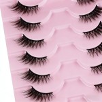 10 pares de cílios meio olho de gato com pinça e escova, cílios finos de 10 mm com faixa transparente, estilo 3