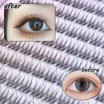 Kit de 120 peças de cílios postiços autoadesivos com escova de cílios e pinça, ondulação C, design rabo de peixe de 12 mm - estilo cruz natural - reutilizável para iniciantes - Imagem 5