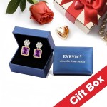 EVEVIC Brincos femininos de cristal austríaco com flor de gota quadrada, banhado a ouro 14 K, joias para presentes - Imagem 6
