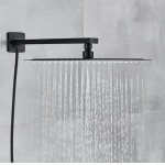 Chuveiro Ducha Com Desviador Preto Quadrado 20x20 A Gás Solar Chuveirinho Fosco Black - Imagem 3