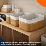 3 Cestos Organizadores de Bambu Premium Multiuso para Banheiro Cozinha e Lavanderia - Imagem 3