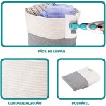 Cesto Organizador De Corda Algodão Para Sala Artiko Decor+ Grande Com Alças 33x50 - Imagem 4