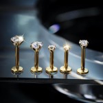 LOMISS BRINCO TITÂNIO PIERCING HELIX CONCH PIERCING LABRET TITÂNIO PVD PUSH PIN PONTO DE LUZ CRAVEJADO - Imagem 8