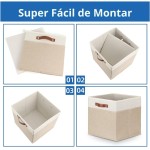 Caixa Organizadora Premium em Linho – Dobrável, Estruturada e Elegante (30x30x30cm)- Bege - Imagem 3