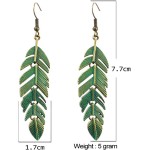 Brincos femininos feitos à mão, boêmio, vintage, verde, bronze, folha leve com textura detalhada, 3.03 inches, Bronze - Imagem 5