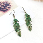 Brincos femininos feitos à mão, boêmio, vintage, verde, bronze, folha leve com textura detalhada, 3.03 inches, Bronze - Imagem 6