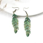 Brincos femininos feitos à mão, boêmio, vintage, verde, bronze, folha leve com textura detalhada, 3.03 inches, Bronze - Imagem 7