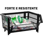 Kit 6 Cestos Expositores Empilhavel Organizador Preto - Imagem 5