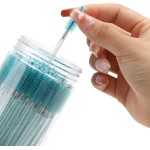 100 pçs descartáveis varinhas de rímel de cristal, sobrancelha, escova para extensões de cílios, escovas de cílios com recipiente (azul) - Imagem 4