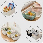 Kit Organizador Multiuso Com 2 Cestos Retangulares em Plástico Vazado com Alças de Madeira Branco Para Roupas e Acessórios - Cestos com Alças de Madeira (BRANCO) - Imagem 4