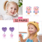 25/32 pares de brincos de plástico infantis com clipe para meninas, hipoalergênicos, brincos de brinquedo, princesa, brincar, joias, lembrancinha de festa - Imagem 6