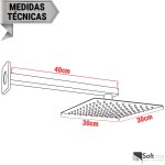 SOFTINOX Ducha Quadrada Articulada 30x30cm com Braço 40cm – Aço Inox 304, Preto Fosco, Design Slim, Ideal para Banheiro, Piscina e Áreas Externas - Imagem 3
