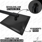 SOFTINOX Ducha Quadrada Articulada 30x30cm com Braço 40cm – Aço Inox 304, Preto Fosco, Design Slim, Ideal para Banheiro, Piscina e Áreas Externas - Imagem 7