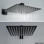 SOFTINOX Ducha Quadrada Articulada 30x30cm com Braço 40cm – Aço Inox 304, Preto Fosco, Design Slim, Ideal para Banheiro, Piscina e Áreas Externas - Imagem 8