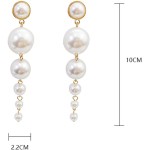 Missgrace Brincos de gota de pérola longos de luxo simples joias brincos dourados boho vintage com borla brincos longos pendentes para mulheres (estilo 5), Metal Strass Pérola - Imagem 7