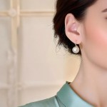 Brincos de pérola femininos elegantes brincos de pérolas de casamento gancho de noiva joias de gancho na moda joias para orelhas acessórios - Imagem 4