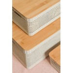 Cesto Organizador Grid c/Tampa de Bambu 8L Bege OU - Imagem 8