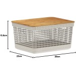 Cesto Organizador Grid c/Tampa de Bambu 8L Bege OU - Imagem 9