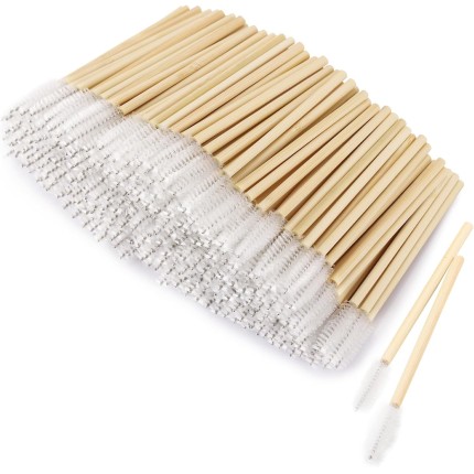 300 varinhas de rímel descartáveis para escova de cílios para extensão de cílios sobrancelha bastão de bambu branco
