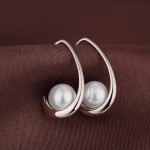 Brincos femininos com pingente de imitação de pérolas redondas modernas, prata, temperamento, elegante, joia feminina, 0.94, Latão, Sem pedra preciosa Pérola sintética - Imagem 5
