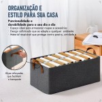 Kit 3 Cestos Organizadores, Conjunto de 3 Caixas Organizadoras em Tecido, Cinza, com Alças, para Gavetas Roupeiros e Armários - Imagem 3
